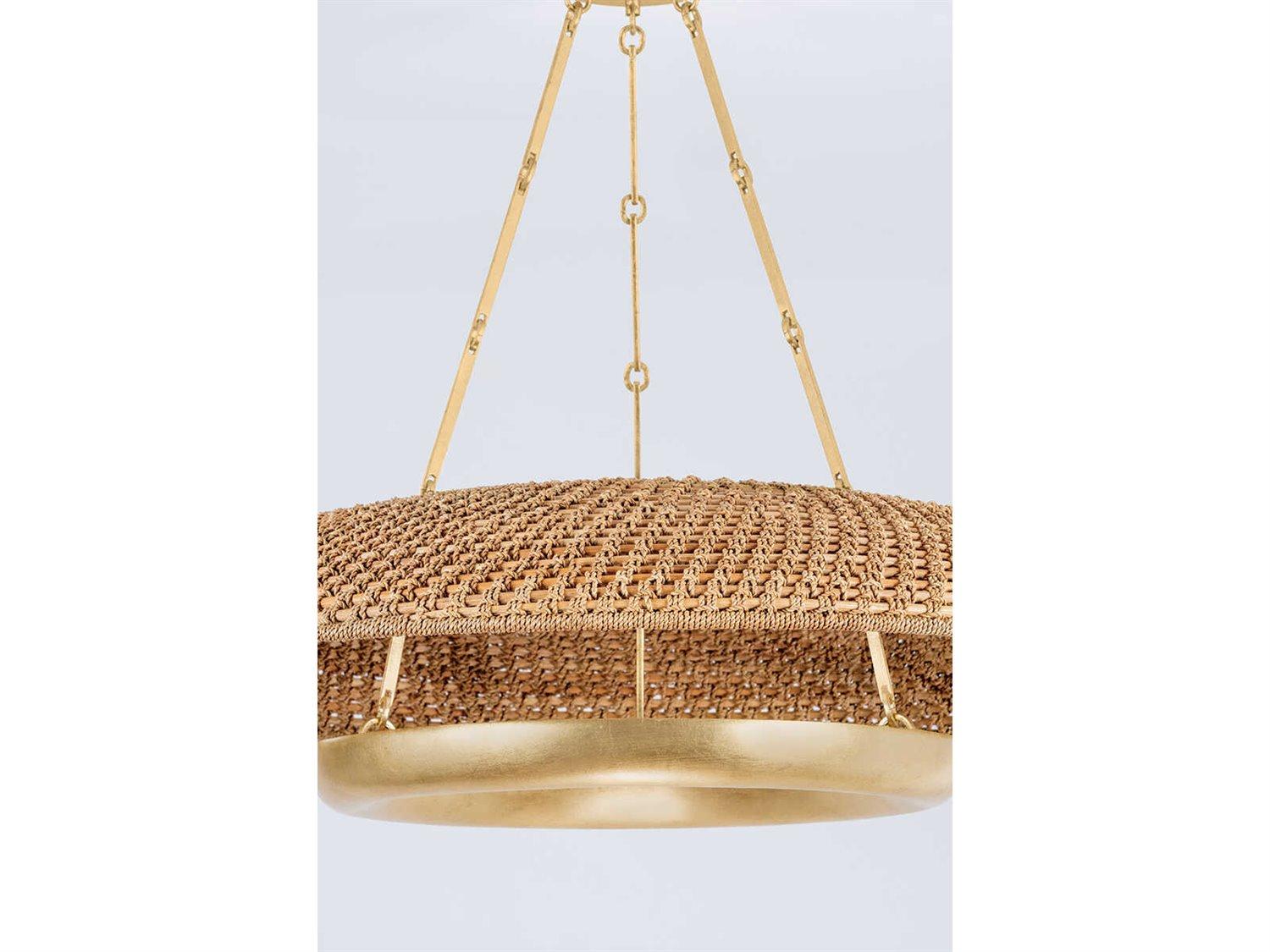 Hudson Valley Oaklyn 6-Light Vintage Gold Leaf Dome Round Pendant