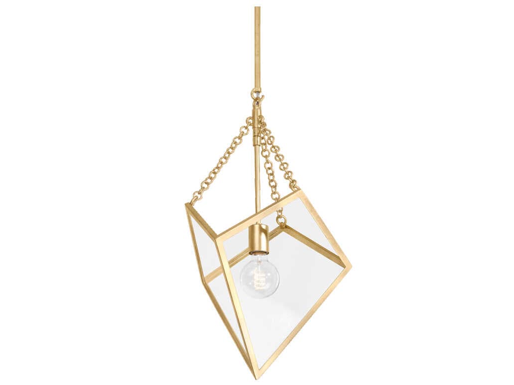 Hudson Valley Brookfield 1-Light Vintage Gold Leaf Glass Geometric Pendant