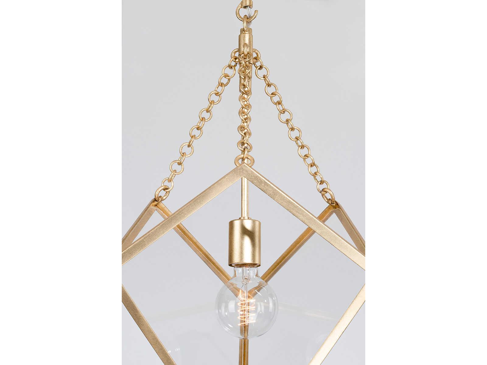 Hudson Valley Brookfield 1-Light Vintage Gold Leaf Glass Geometric Pendant