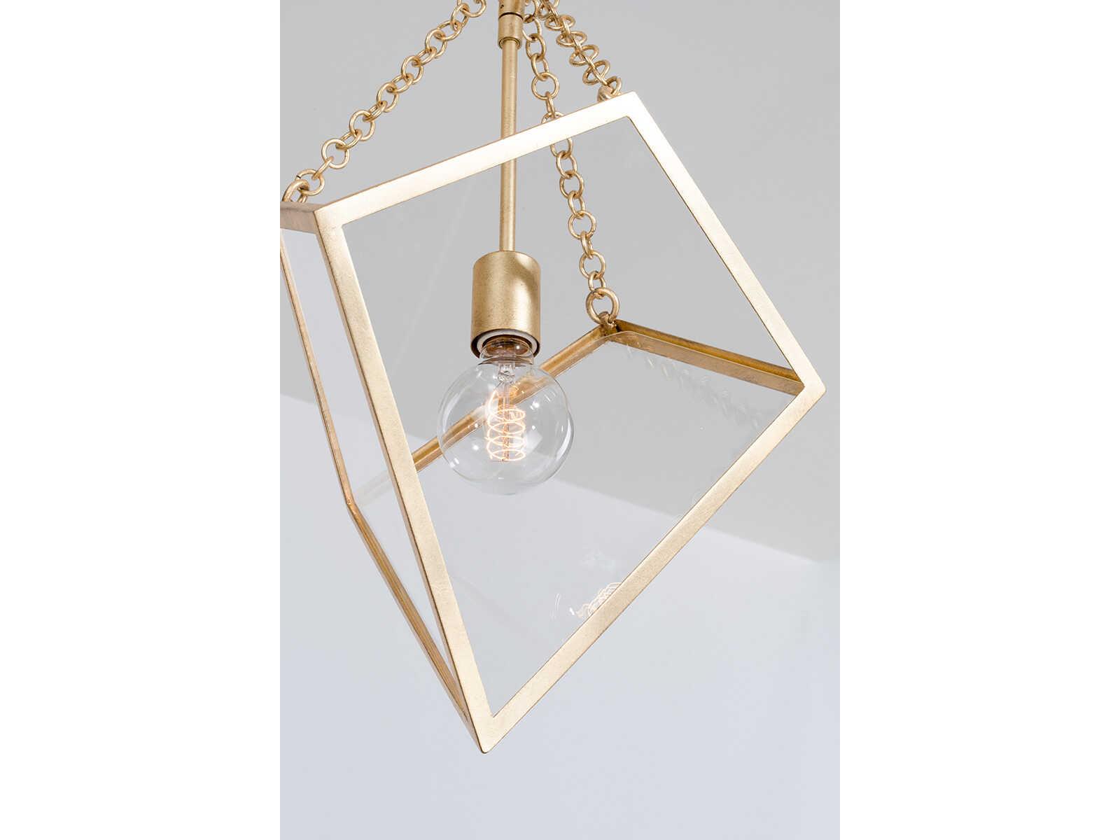 Hudson Valley Brookfield 1-Light Vintage Gold Leaf Glass Geometric Pendant