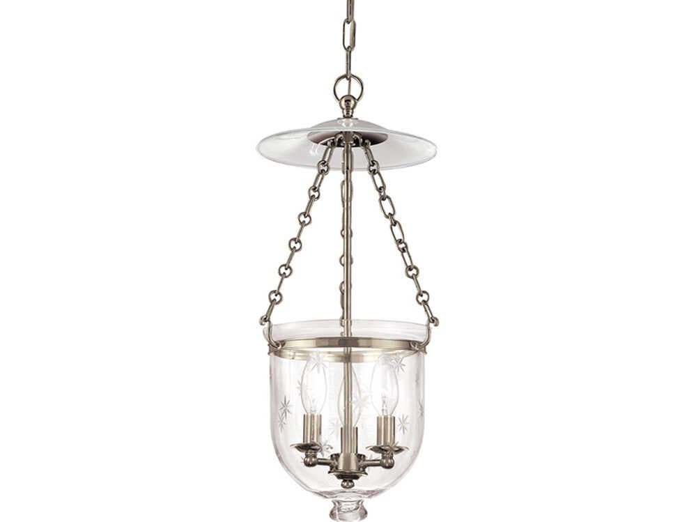 Hudson Valley Hampton 3-Light Historic Nickel Glass Traditional Mini Pendant