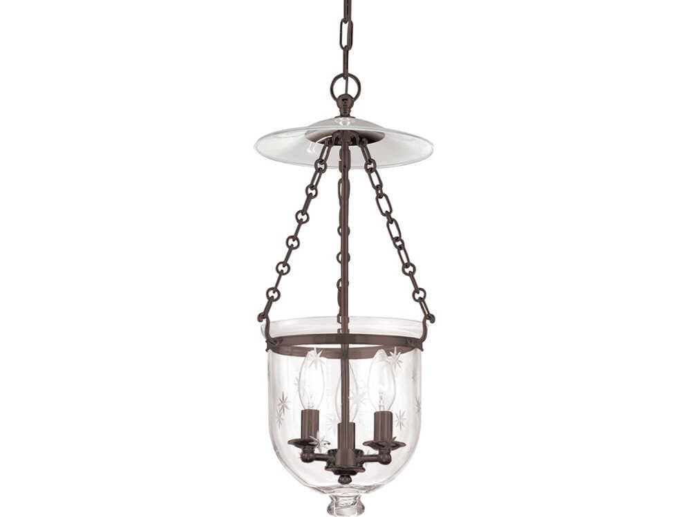 Hudson Valley Hampton 3-Light Old Bronze Glass Traditional Mini Pendant