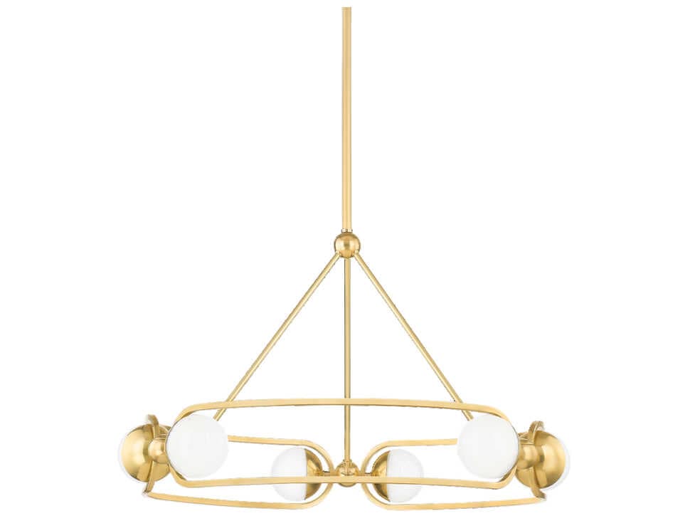 Hudson Valley Hartford 6-Light Aged Brass Glass LED Globe Chandelier