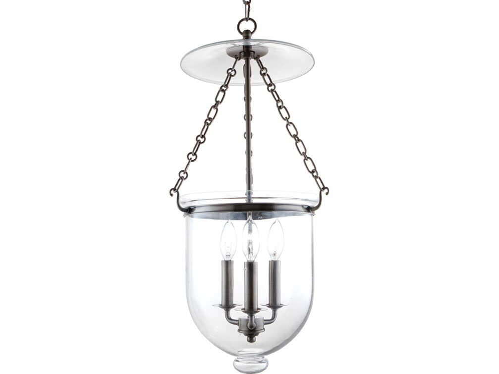 Hudson Valley Hampton 3-Light Historic Nickel Clear Glass Traditional Mini Pendant