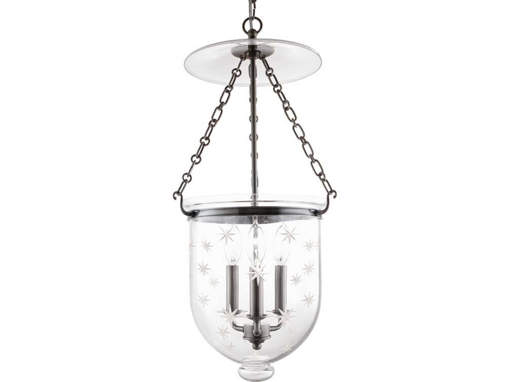 Hudson Valley Hampton 3-Light Historic Nickel Glass Traditional Mini Pendant