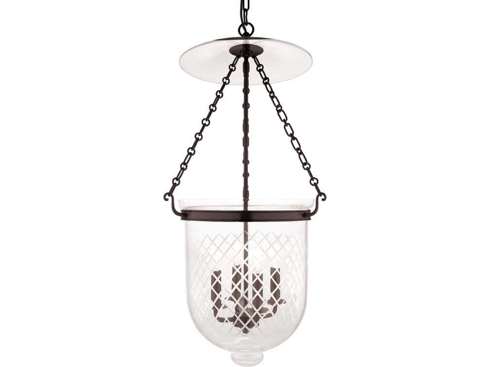Hudson Valley Hampton 4-Light Old Bronze Glass Traditional Pendant