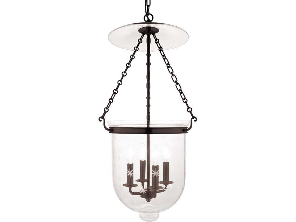 Hudson Valley Hampton 4-Light Old Bronze Glass Traditional Pendant