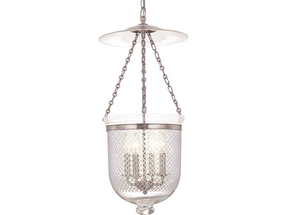 Hudson Valley Hampton 4-Light Polished Nickel Glass Traditional Pendant
