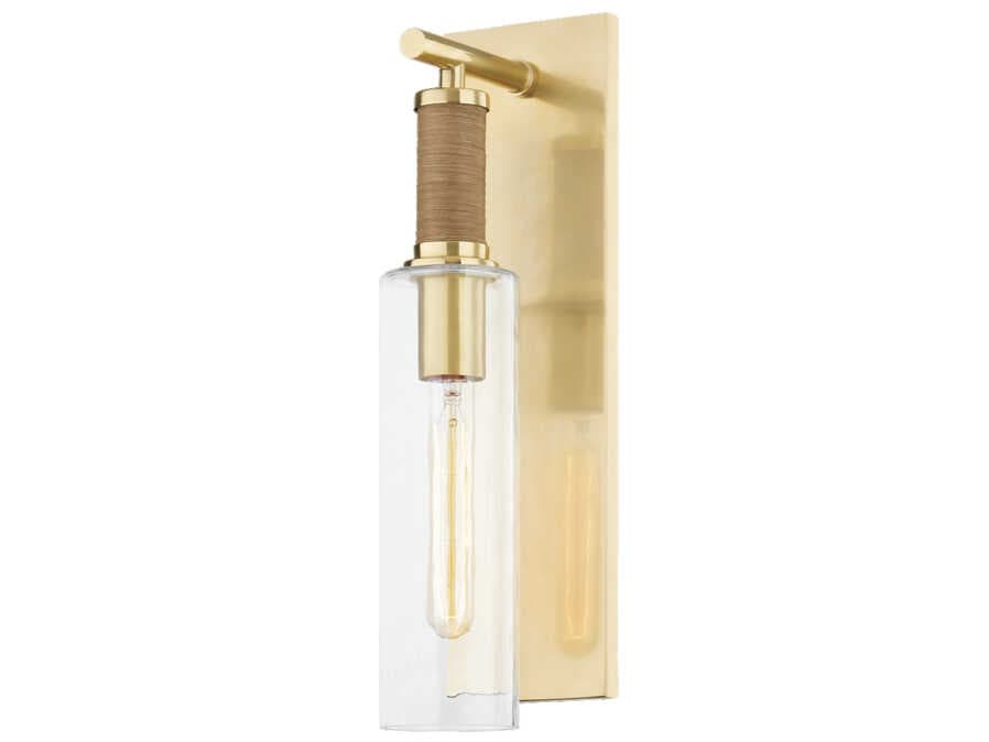 Hudson Valley Eastchester 1-Light Aged Brass Glass Wall Sconce