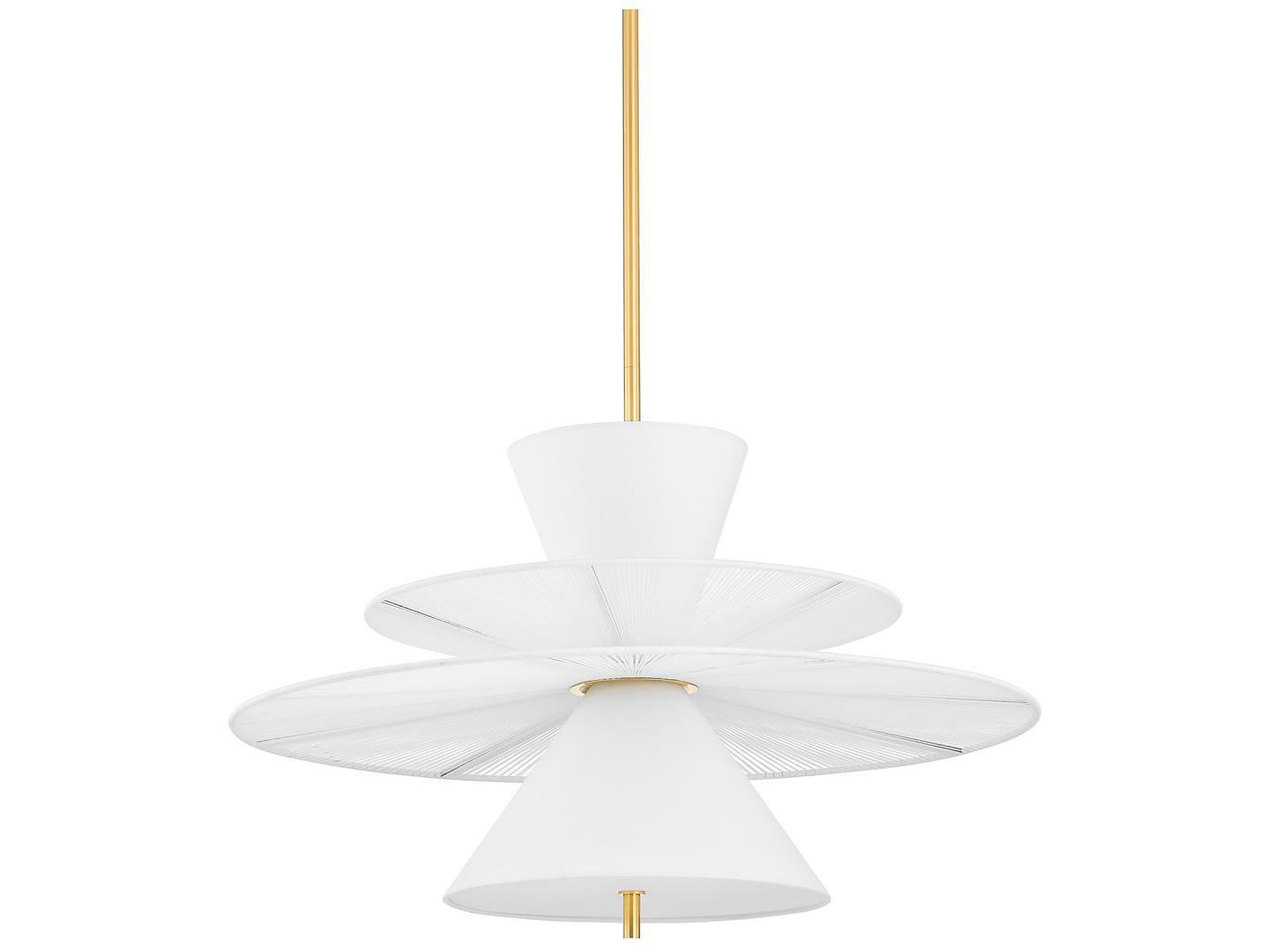 Hudson Valley Esperance 2-Light Aged Brass White Geometric Pendant