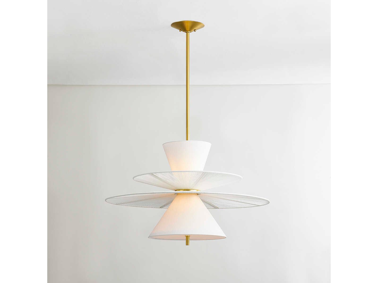 Hudson Valley Esperance 2-Light Aged Brass White Geometric Pendant