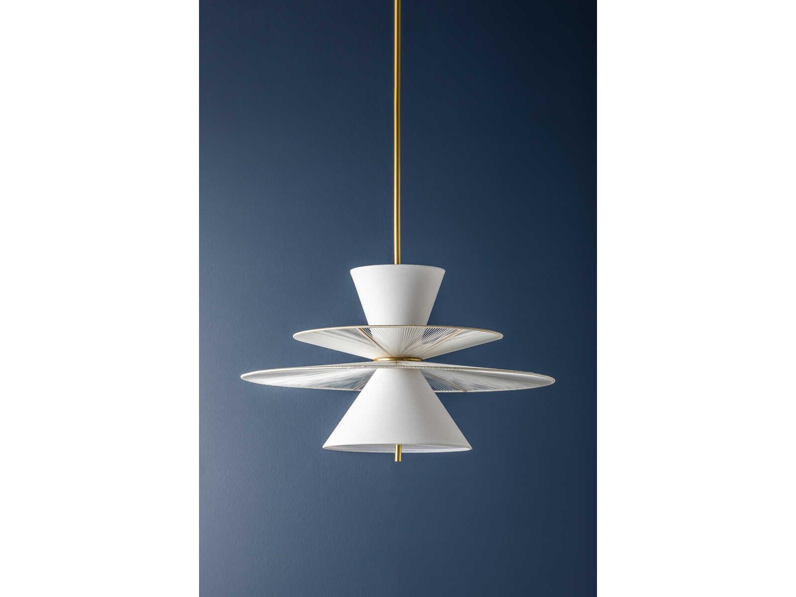 Hudson Valley Esperance 2-Light Aged Brass White Geometric Pendant