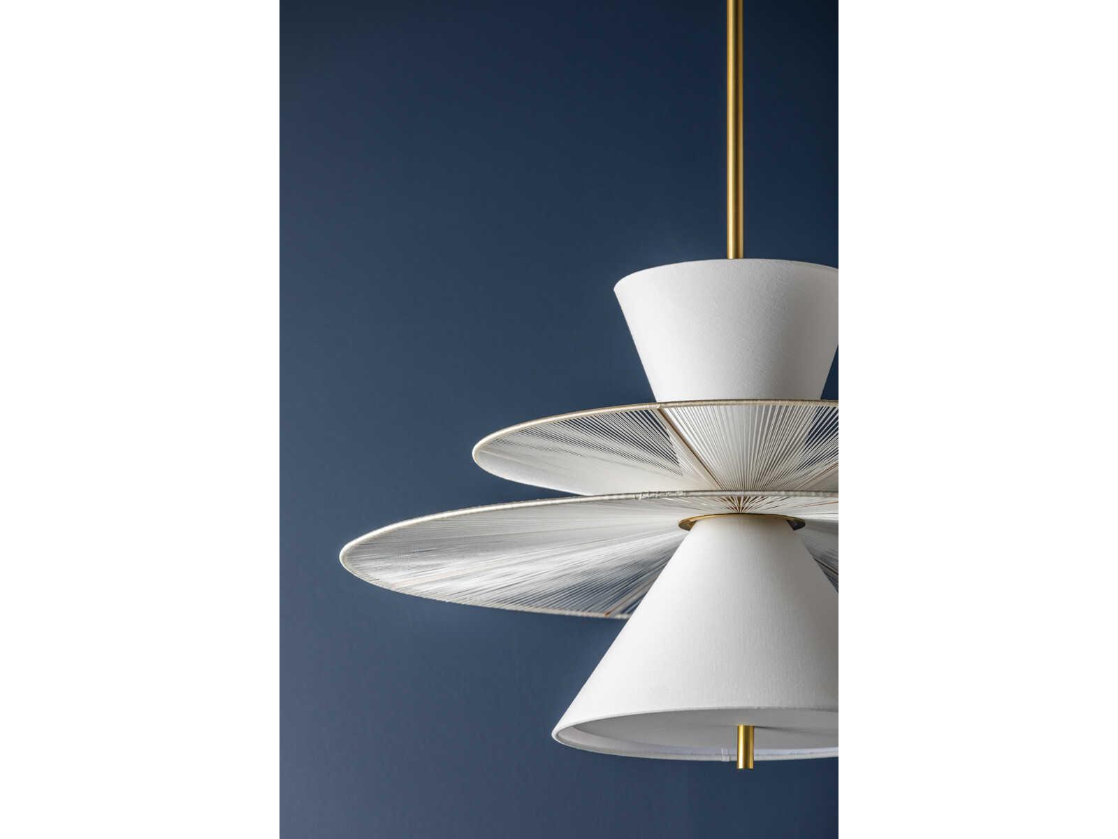 Hudson Valley Esperance 2-Light Aged Brass White Geometric Pendant