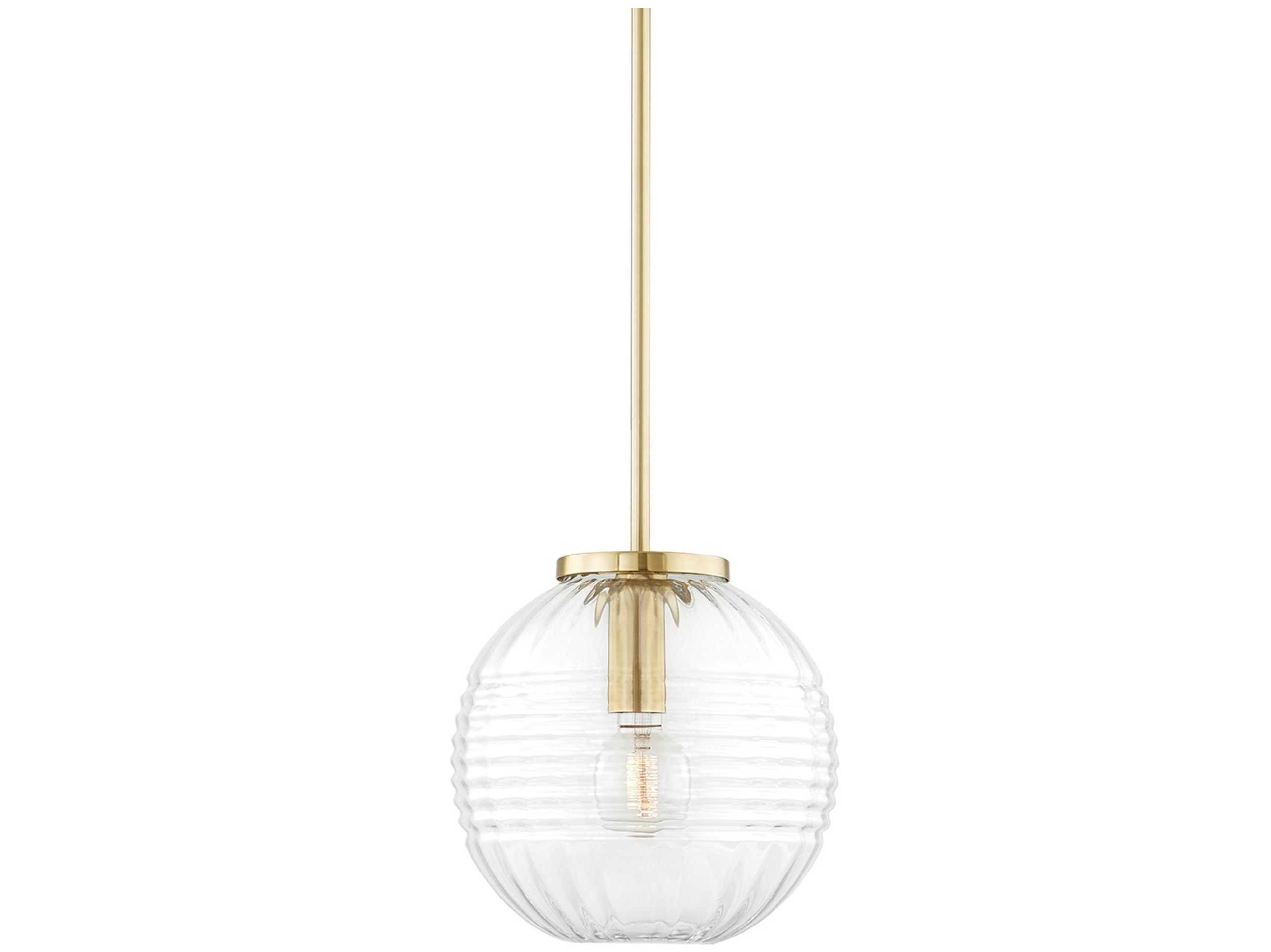 Hudson Valley Bay Ridge 1-Light Aged Brass Glass Globe Mini Pendant