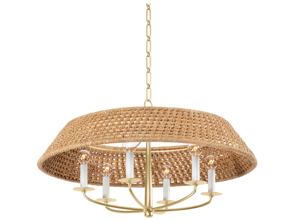 Hudson Valley Bradley 6-Light Vintage Gold Leaf Brown Round Chandelier