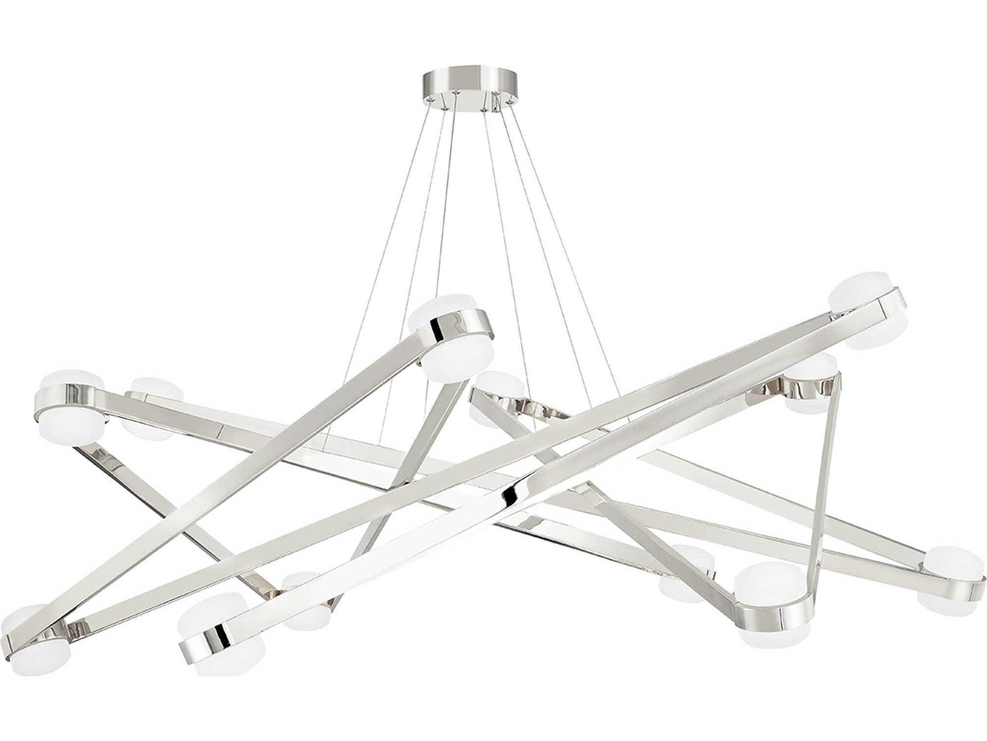 Hudson Valley Orbit 12-Light Polished Nickel LED Candelabra Geometric Sputnik Chandelier
