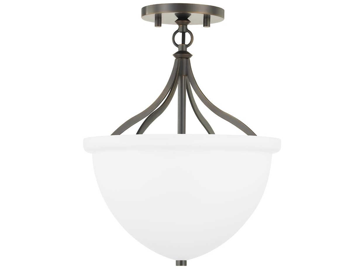 Hudson Valley Browne 1-Light Distressed Bronze Glass Bowl Semi Flush Mount