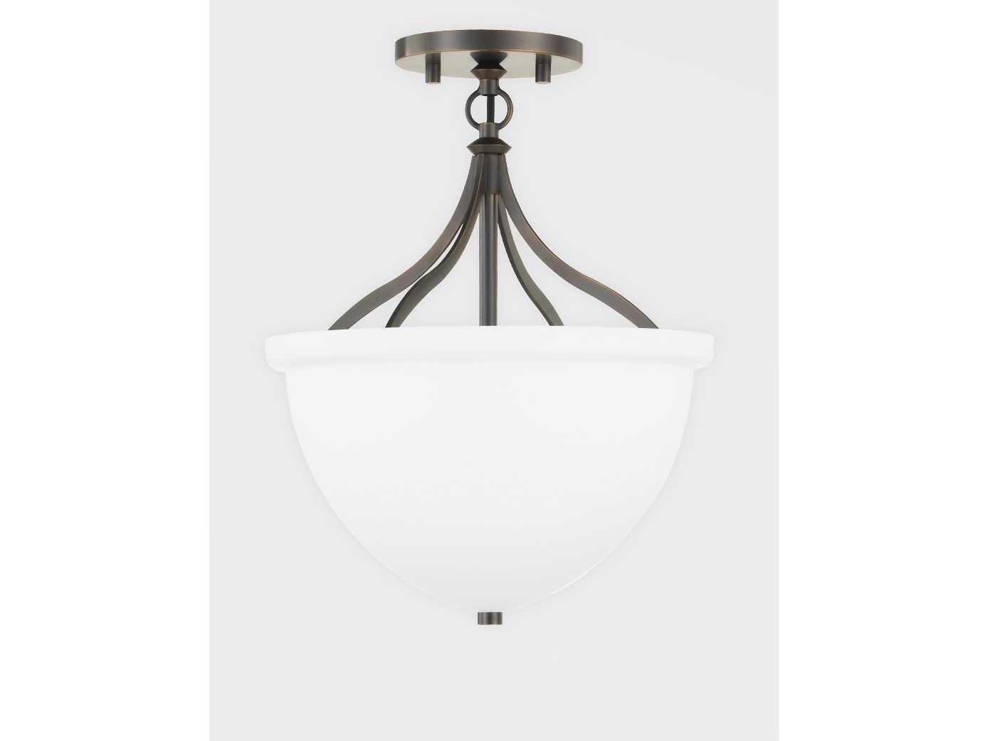 Hudson Valley Browne 1-Light Distressed Bronze Glass Bowl Semi Flush Mount