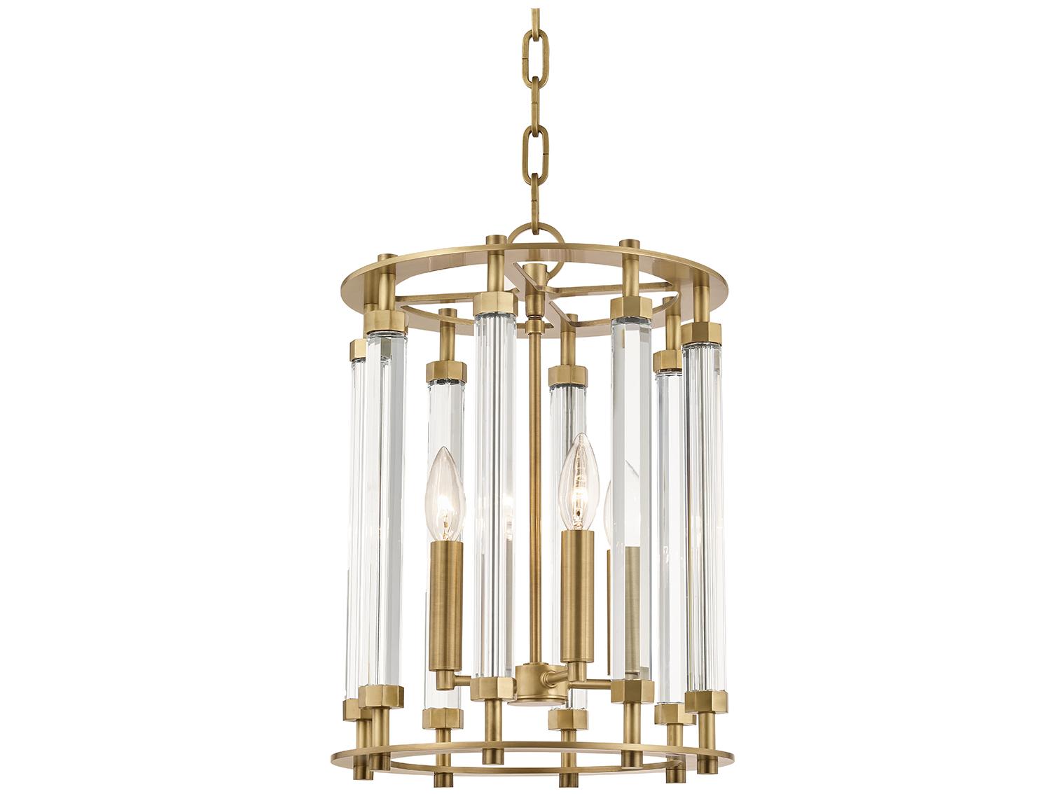 Hudson Valley Haddon 4-Light Aged Brass Cylinder Mini Pendant