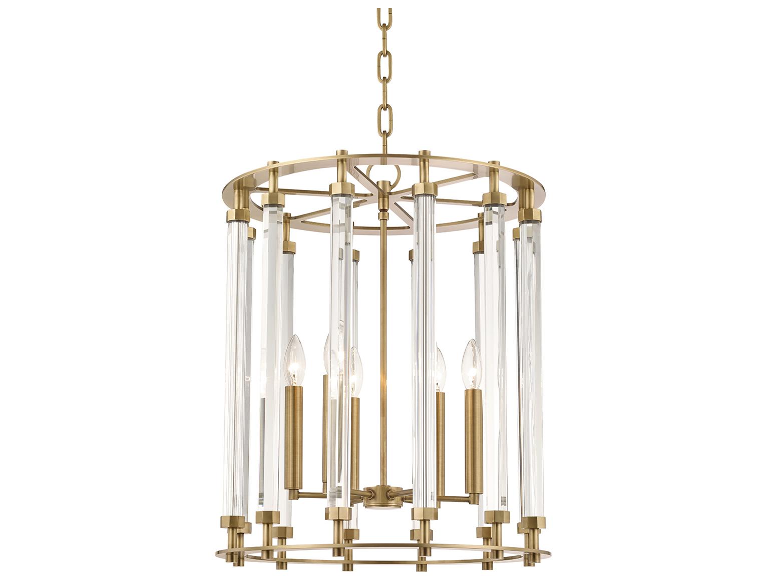 Hudson Valley Haddon 6-Light Aged Brass Cylinder Pendant
