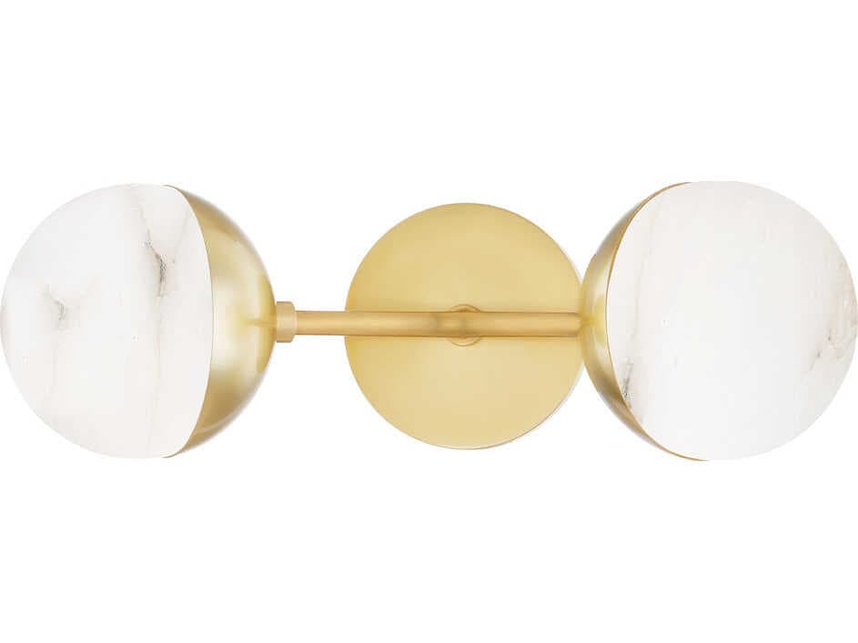 Hudson Valley Saratoga 2-Light Aged Brass Glass LED Wall Sconce