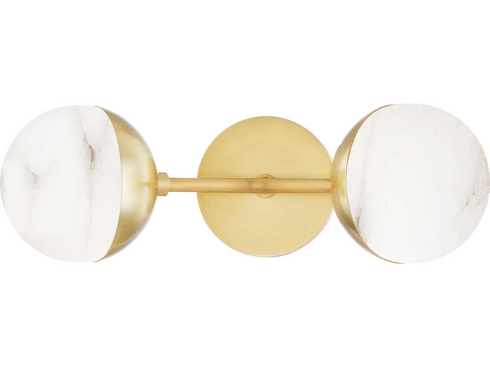 Hudson Valley Saratoga 2-Light Aged Brass Glass LED Wall Sconce