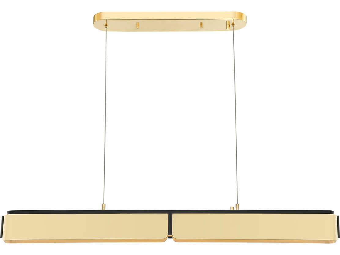 Hudson Valley Tribeca Aged Brass Black LED Linear Island Pendant