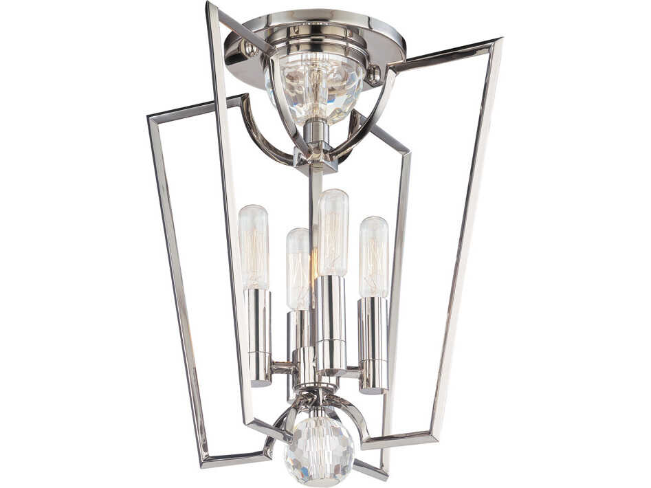Hudson Valley Waterloo 4-Light Polished Nickel Crystal Semi Flush Mount