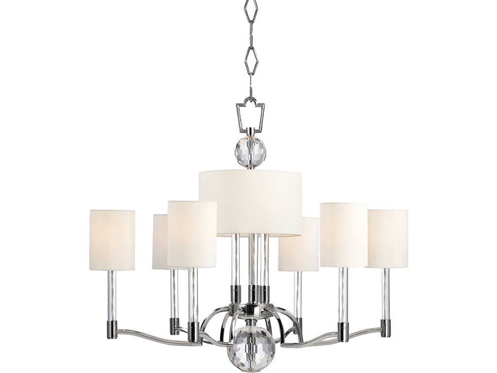 Hudson Valley Waterloo 9-Light Polished Nickel Crystal Candelabra Chandelier