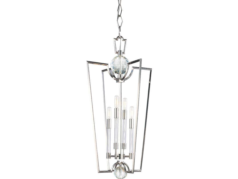 Hudson Valley Waterloo 4-Light Polished Nickel Crystal Lantern Pendant