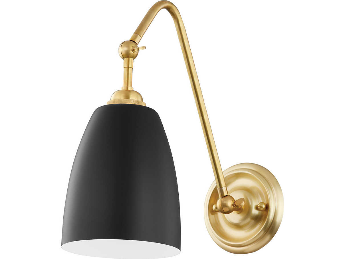 Hudson Valley Millwood 1-Light Aged Brass Black Swing Wall Sconce