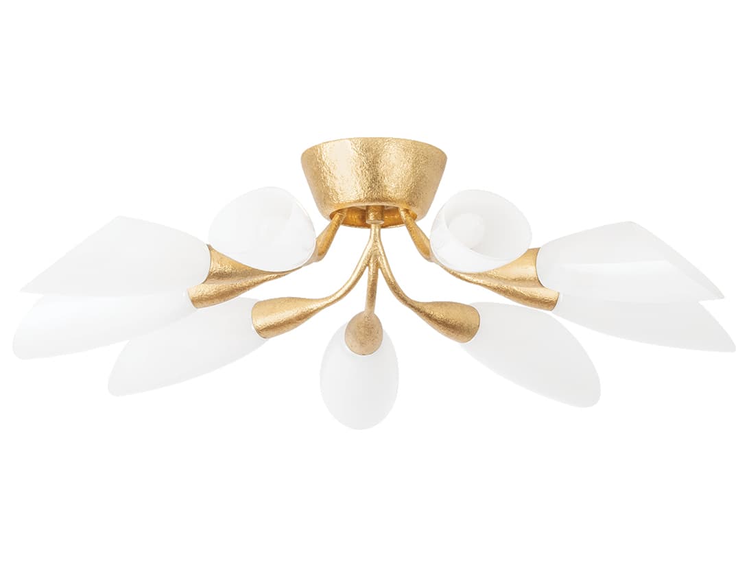 Hudson Valley Enfield 9-Light Vintage Gold Leaf Semi Flush Mount