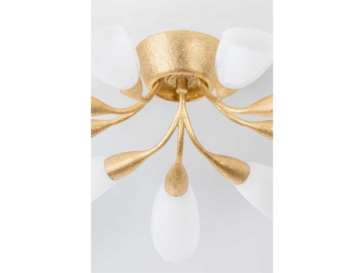 Hudson Valley Enfield 9-Light Vintage Gold Leaf Semi Flush Mount