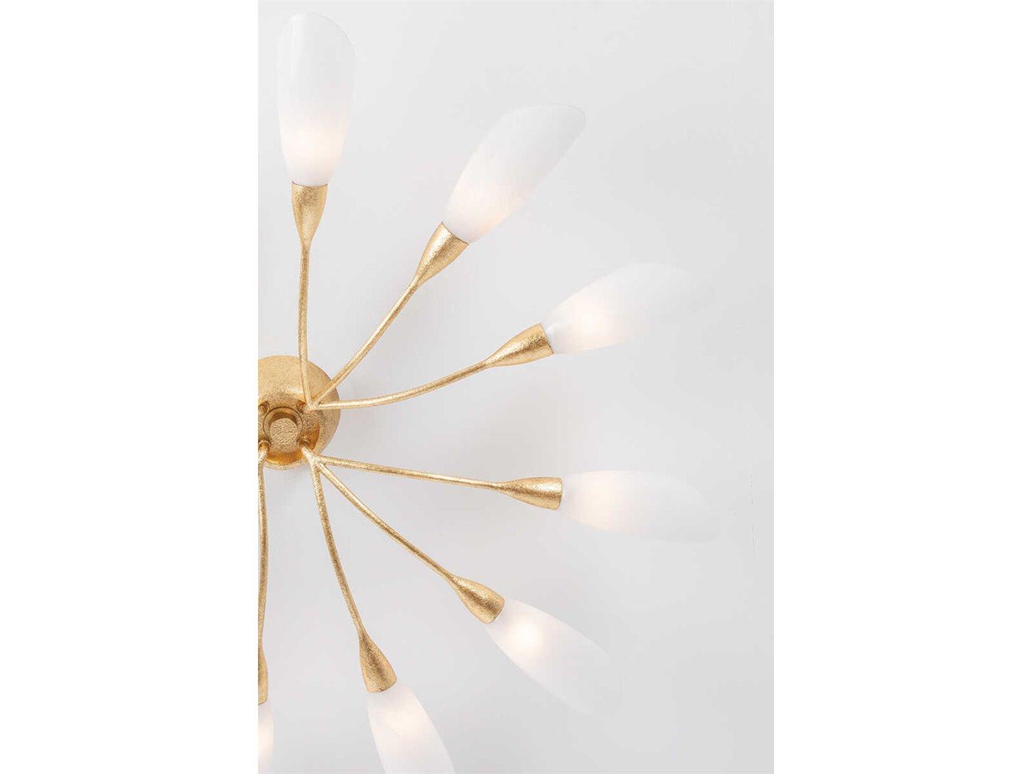 Hudson Valley Enfield 12-Light Vintage Gold Leaf Semi Flush Mount