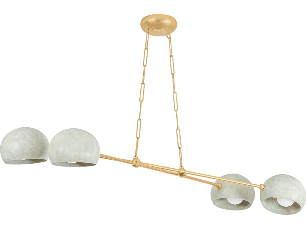 Hudson Valley Turner 4-Light Vintage Gold Leaf Limewash Plaster Linear Island Pendant