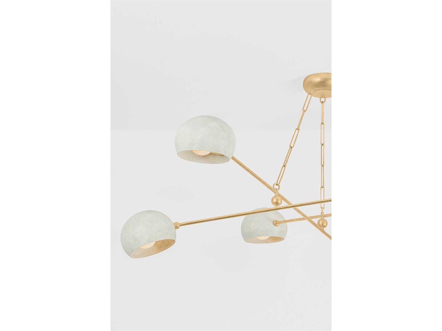 Hudson Valley Turner 6-Light Vintage Gold Leaf Limewash Plaster Linear Sputnik Chandelier