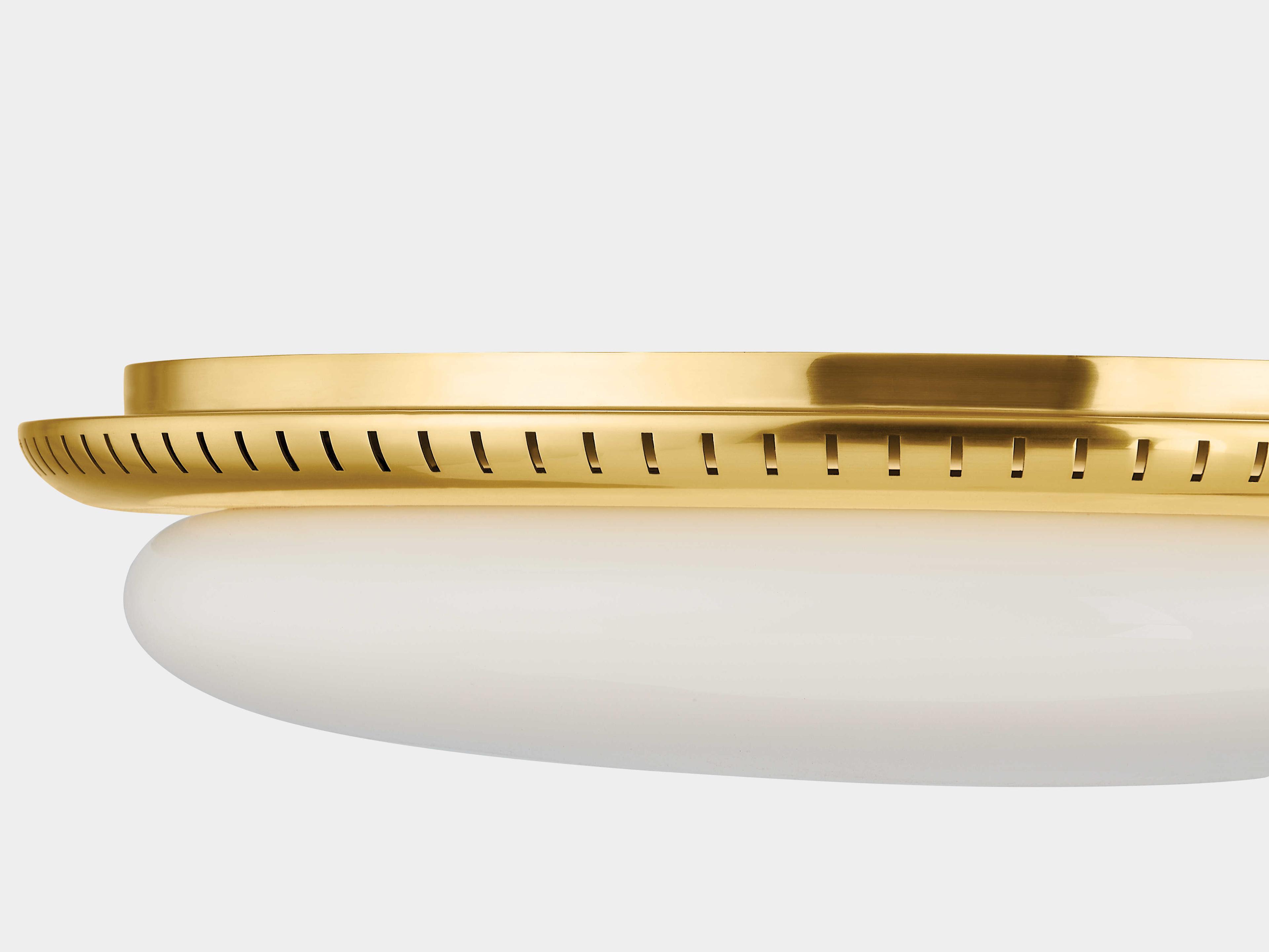 Hudson Valley North Castle 1-Light Aged Brass White Flush Mount