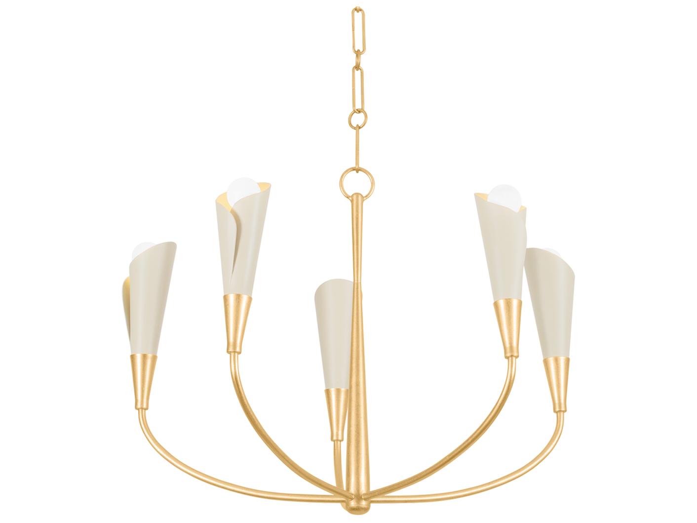 Hudson Valley Montrose 5-Light Vintage Gold Leaf Soft Sand Candelabra Chandelier