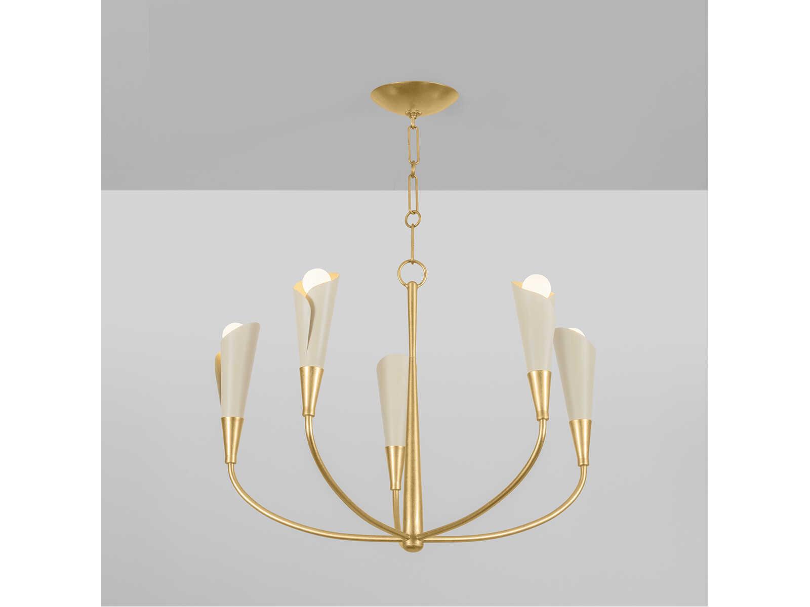 Hudson Valley Montrose 5-Light Vintage Gold Leaf Soft Sand Candelabra Chandelier