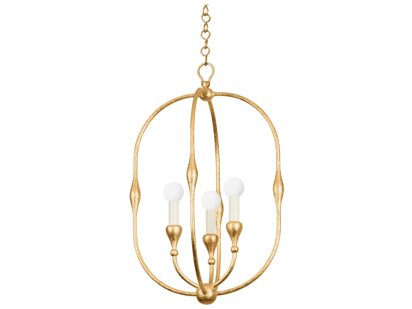 Hudson Valley Baltic 3-Light Vintage Gold Leaf Pendant