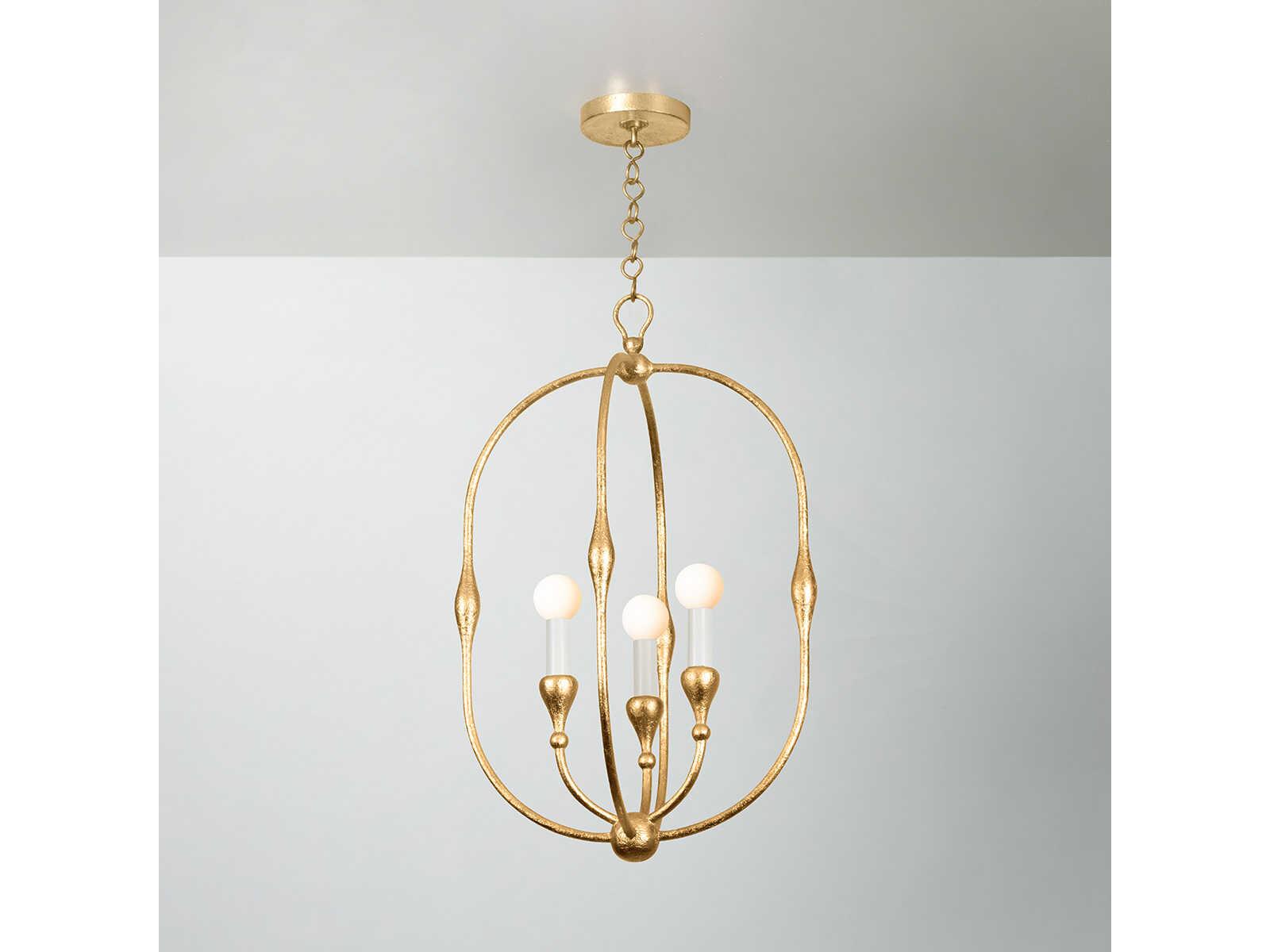 Hudson Valley Baltic 3-Light Vintage Gold Leaf Pendant