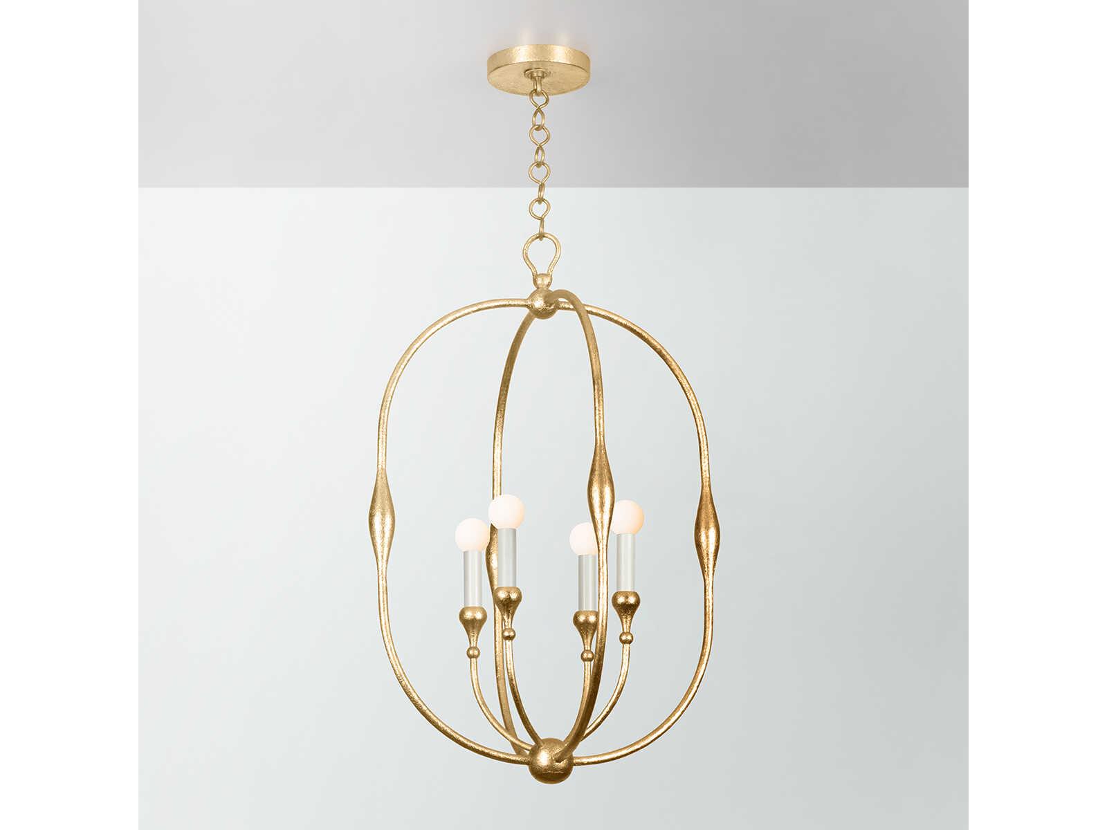 Hudson Valley Baltic 4-Light Vintage Gold Leaf Brass Pendant