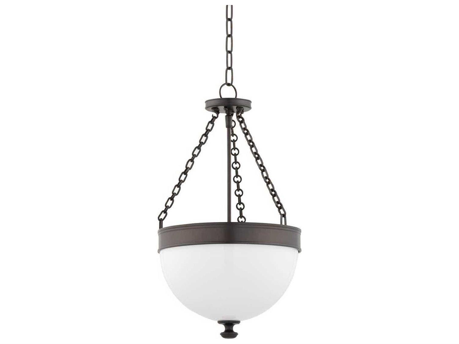 Hudson Valley Barrington 3-Light Historic Bronze Yellow Glass Bowl Pendant