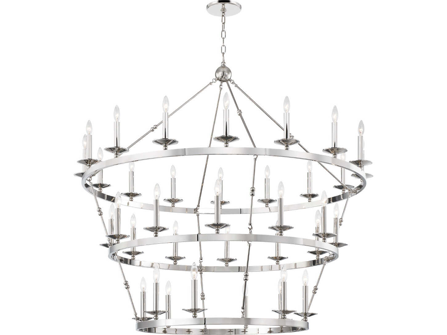 Hudson Valley Allendale 36-Light Polished Nickel LED Candelabra Round Tiered Chandelier