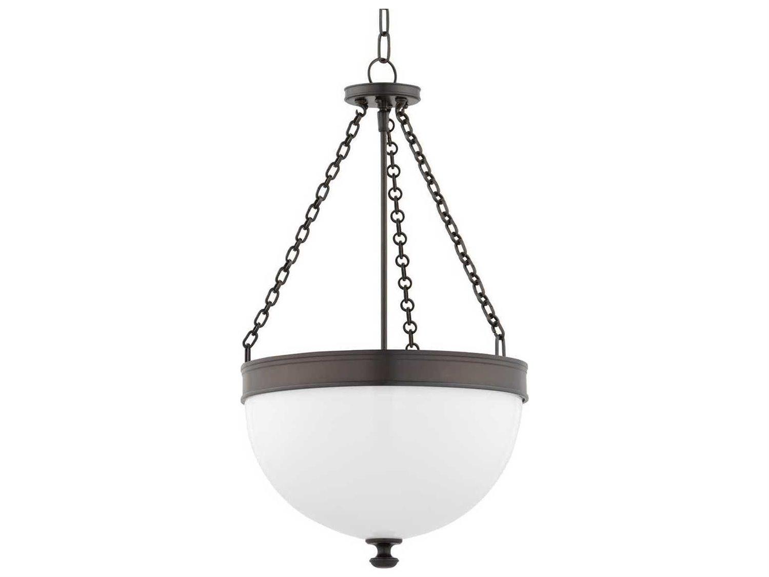 Hudson Valley Barrington 3-Light Historic Bronze Yellow Glass Bowl Pendant