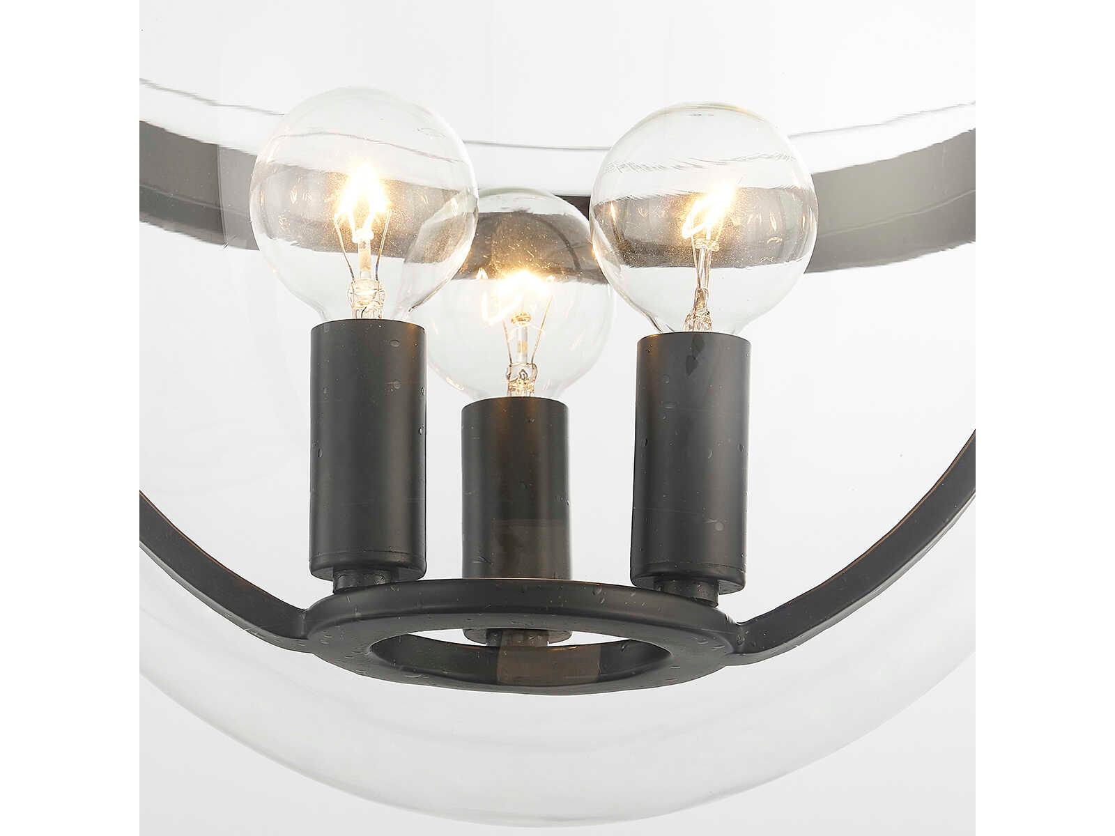 Hudson Valley Malloy 3-Light Aged Iron Black Glass Globe Mini Pendant