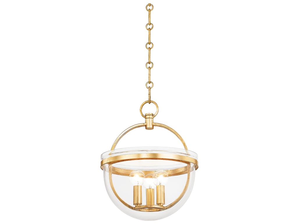 Hudson Valley Malloy 3-Light Vintage Gold Leaf Glass Globe Mini Pendant