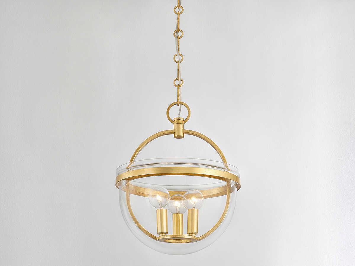 Hudson Valley Malloy 3-Light Vintage Gold Leaf Glass Globe Mini Pendant