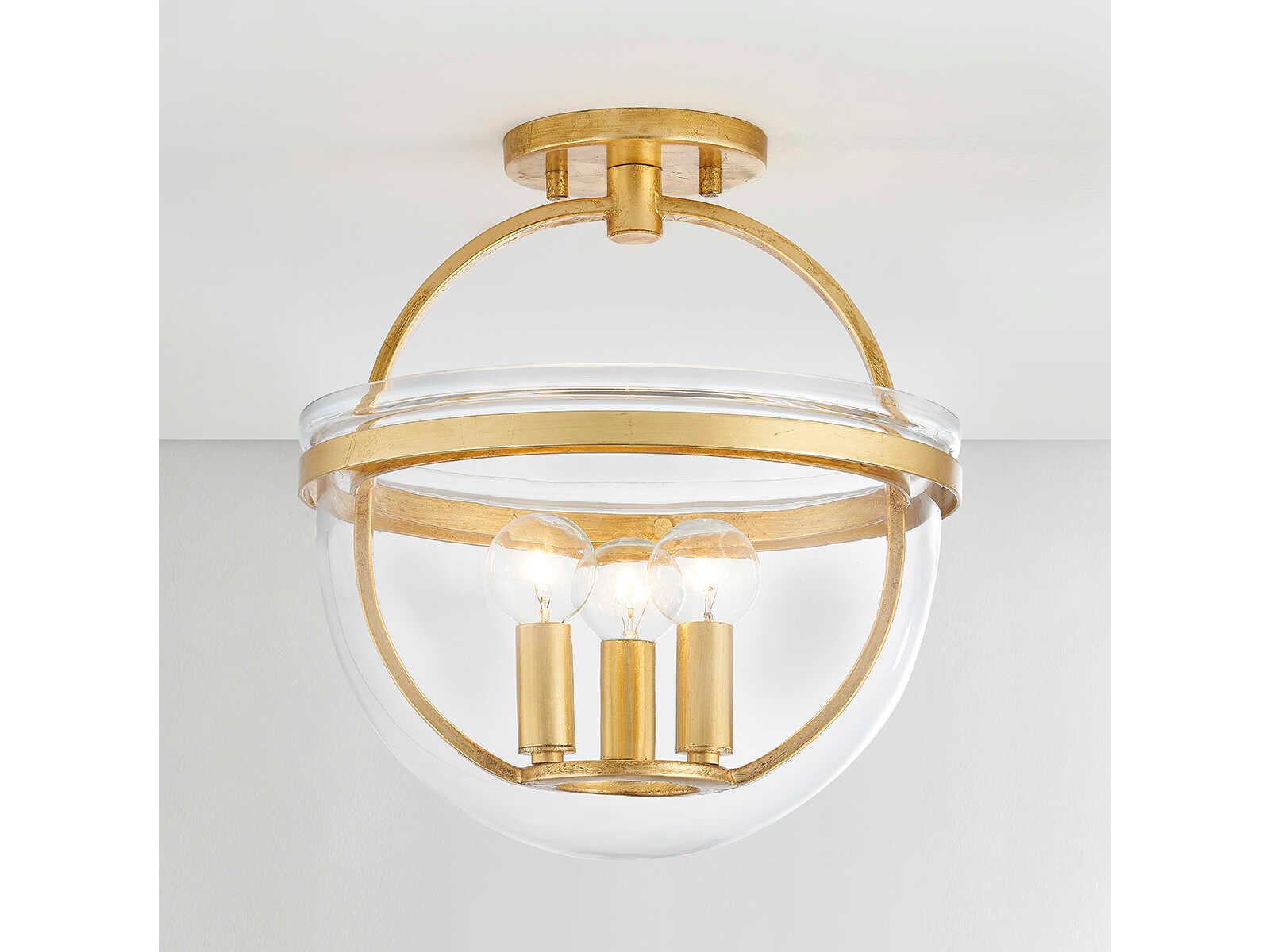 Hudson Valley Malloy 3-Light Vintage Gold Leaf Glass Globe Mini Pendant