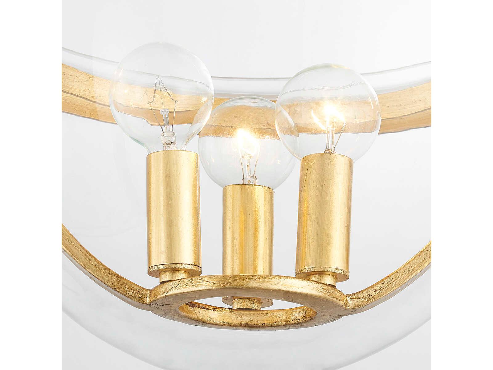 Hudson Valley Malloy 3-Light Vintage Gold Leaf Glass Globe Mini Pendant